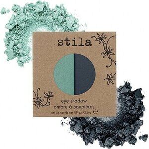 Stila Eye Shadow Duo Pan Shade Kajiki Pewter Gray Aqua Blue NIB SET 2